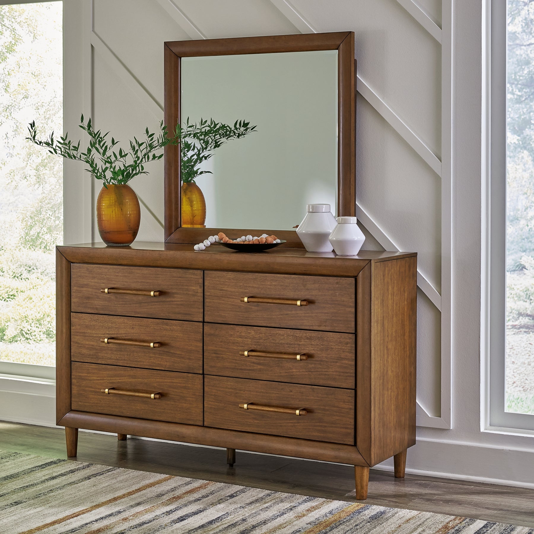 mid century modern dresser with mirror Lyncott Dresser and Mirror – Discount Furniture Warehouse (AZ)