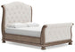 Ardenfield Queen Upholstered Sleigh Bed with Mirrored Dresser, Chest and Nightstand