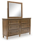 Sturlayne California King Upholstered Panel Bed with Mirrored Dresser, Chest and Nightstand