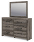 Graystorm Full Panel Bed with Storage with Mirrored Dresser