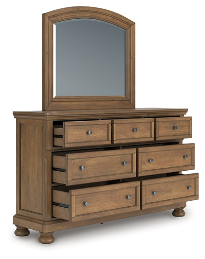 Feddinger California King Panel Bed with Mirrored Dresser