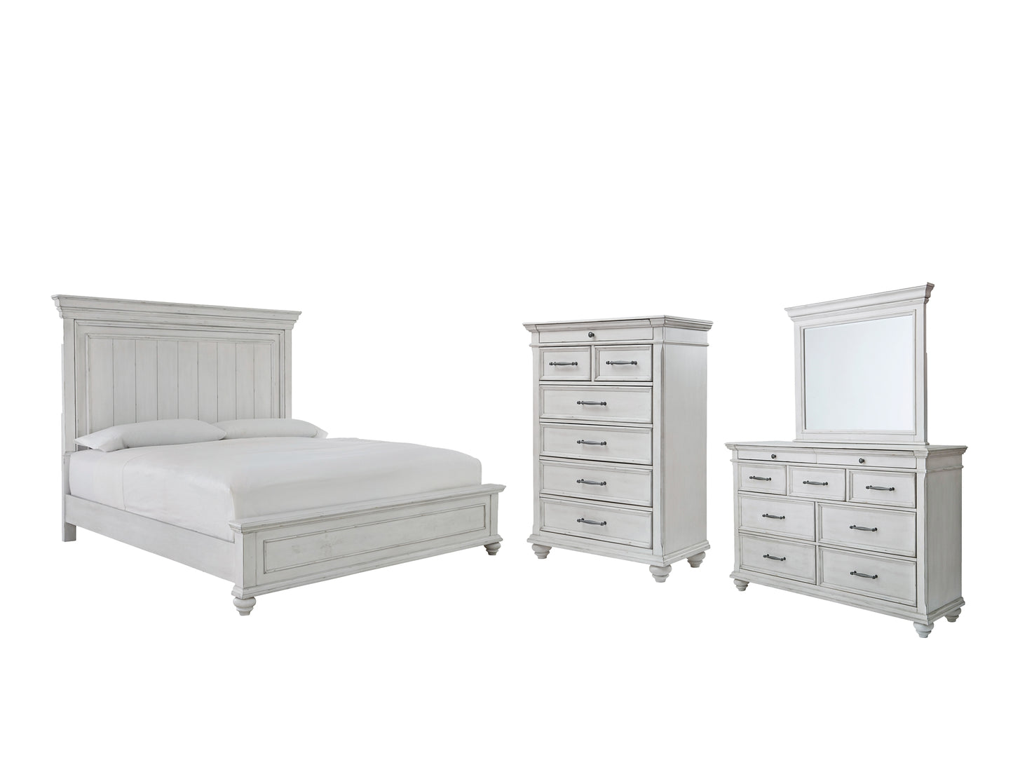 Kanwyn Queen Panel Bed with Mirrored Dresser and Chest
