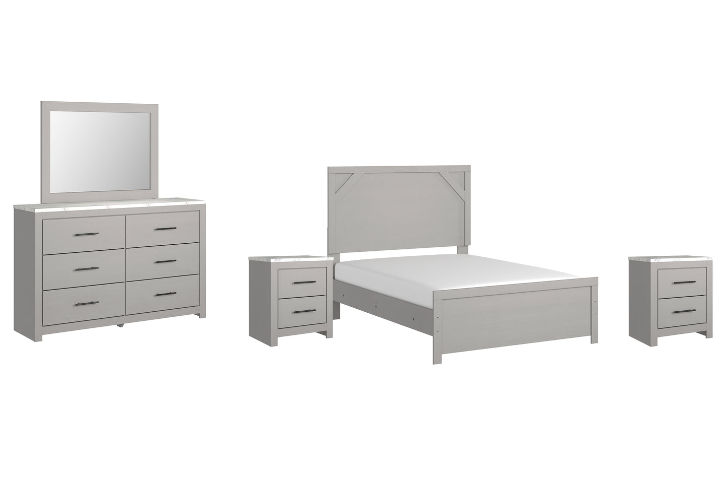 Cottonburg Full Panel Bed with Mirrored Dresser and 2 Nightstands