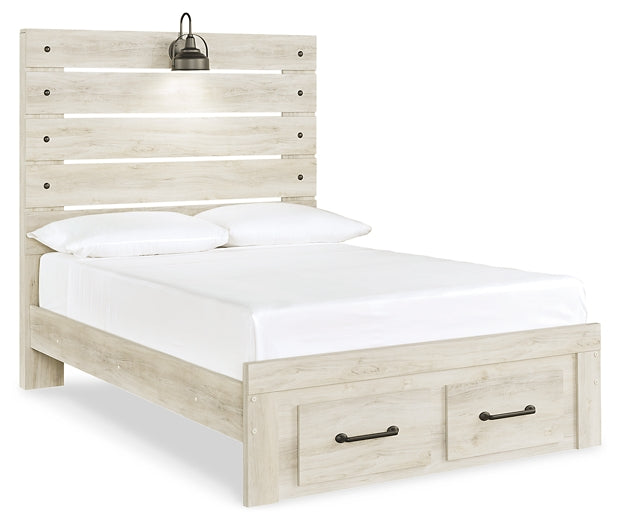 Cambeck Queen Panel Bed with 4 Storage Drawers with Mirrored Dresser, Chest and Nightstand