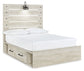 Cambeck Full Panel Bed with 4 Storage Drawers with Mirrored Dresser, Chest and 2 Nightstands