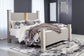 Surancha King Poster Bed with Mirrored Dresser and Chest
